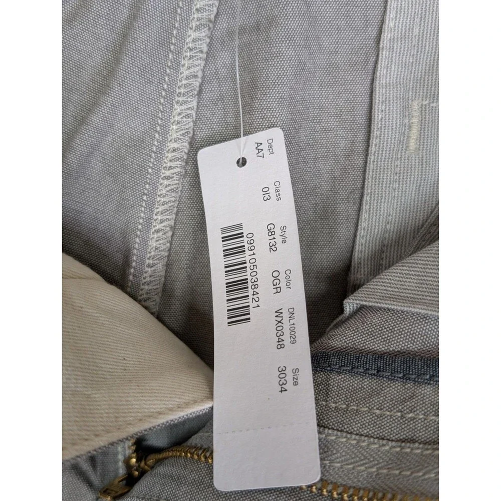 NWT J.Crew 770 Straight Fit Pants Men 30x34 Gray Stretch Chambray Chino G8132